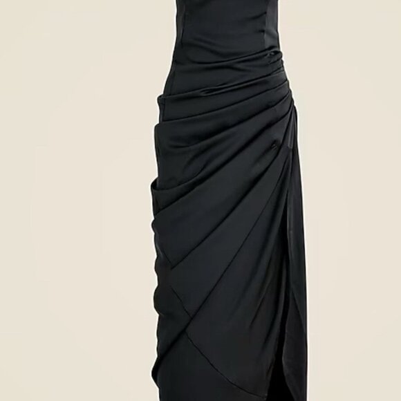 J.Crew Collection asymmetrical ruched dress in stretch satin - Picture 3 of 7